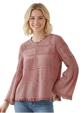 Free People Pink Olivia Blouse Size Small